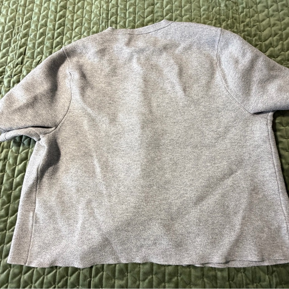 Abercrombie & Fitch grey‎ short sleeve cardigan gold buttons size XL - Picture 8 of 11